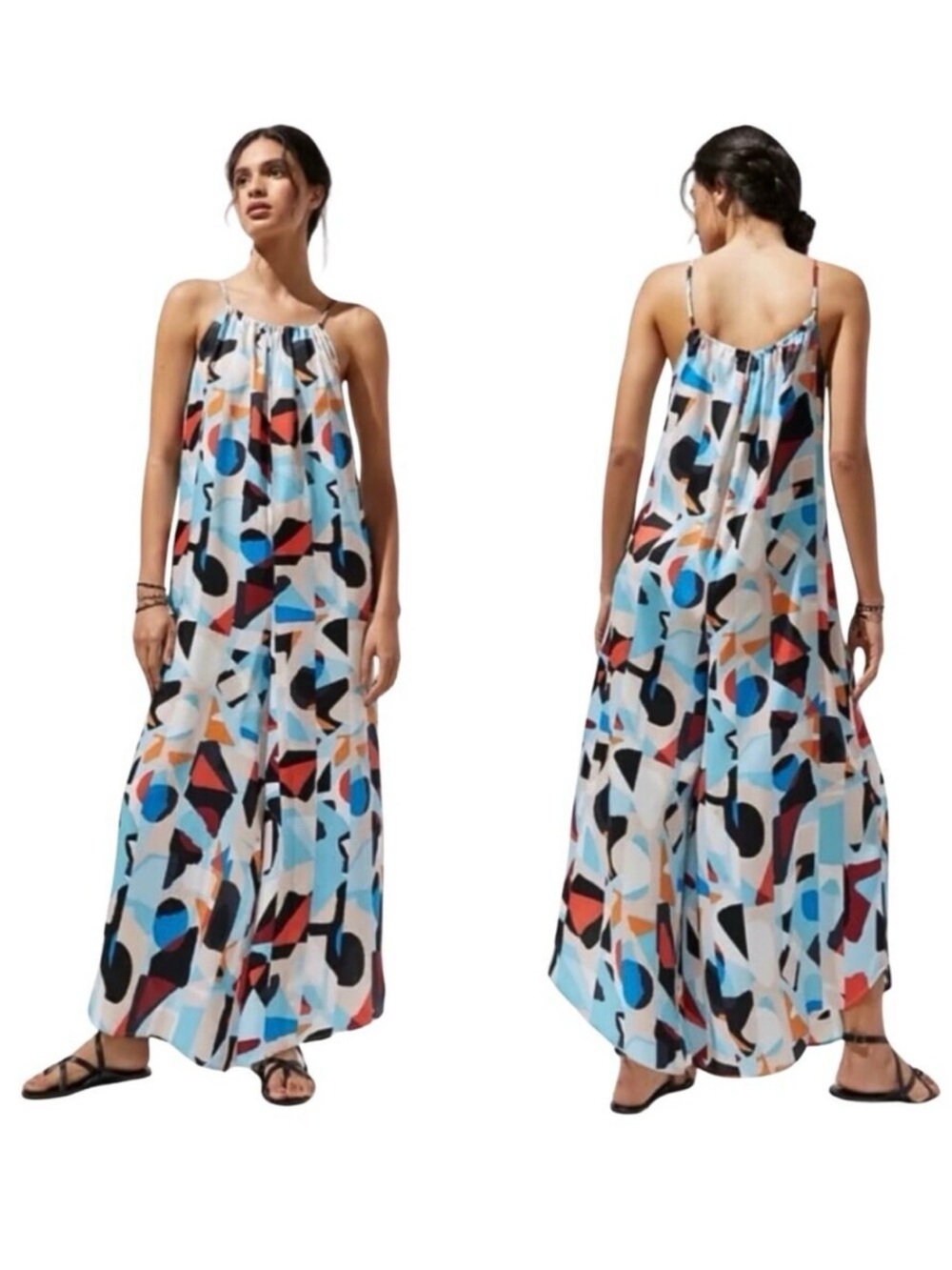 Anthropologie Breezy wide leg jumpsuit geometric color size small